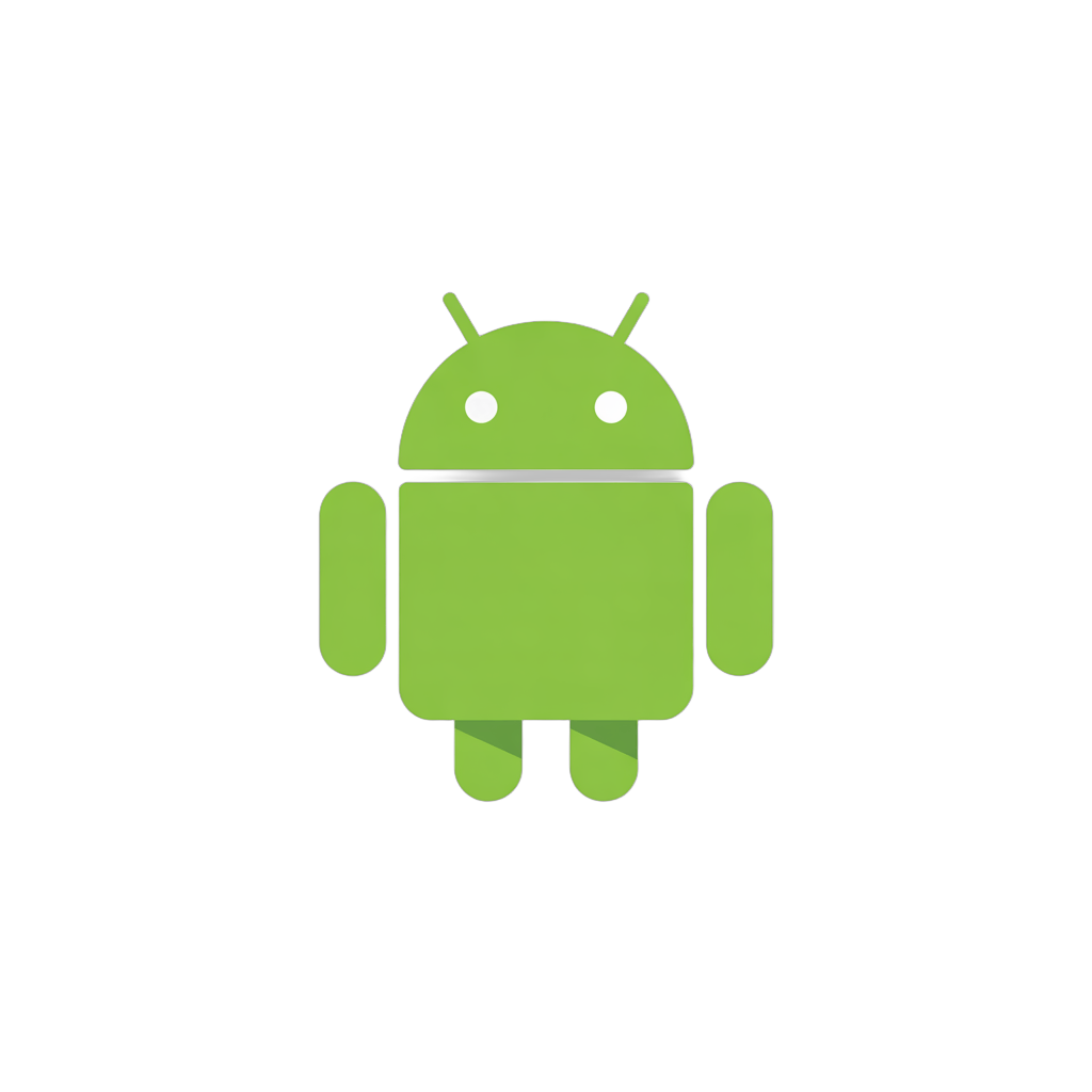 Green android robot mascot icon for mobile app technology branding and digital marketing PNG - transparent background