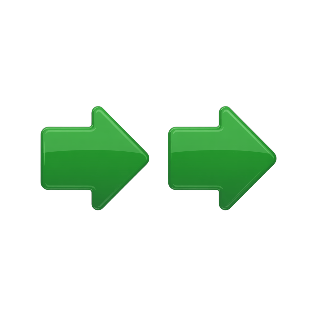 Green double arrow icons for presentations web design and user interface navigation PNG - transparent background