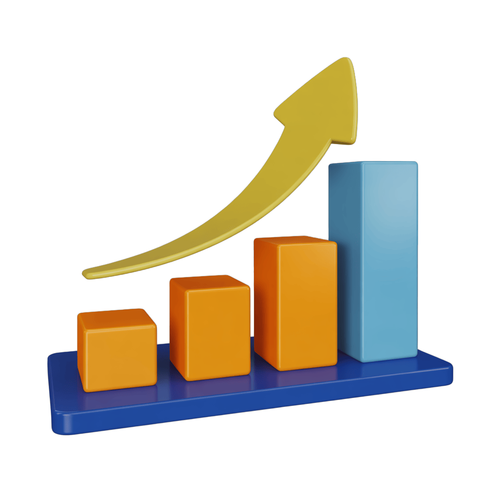 Growth chart clipart with upward arrow showing business success and progress for presentations PNG - transparent background