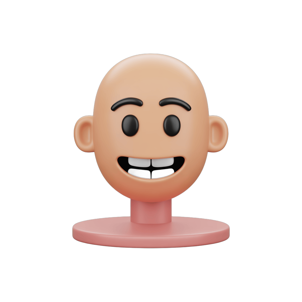 Happy cartoon bald man head clipart isolated on transparent background for presentations and designs PNG - transparent background