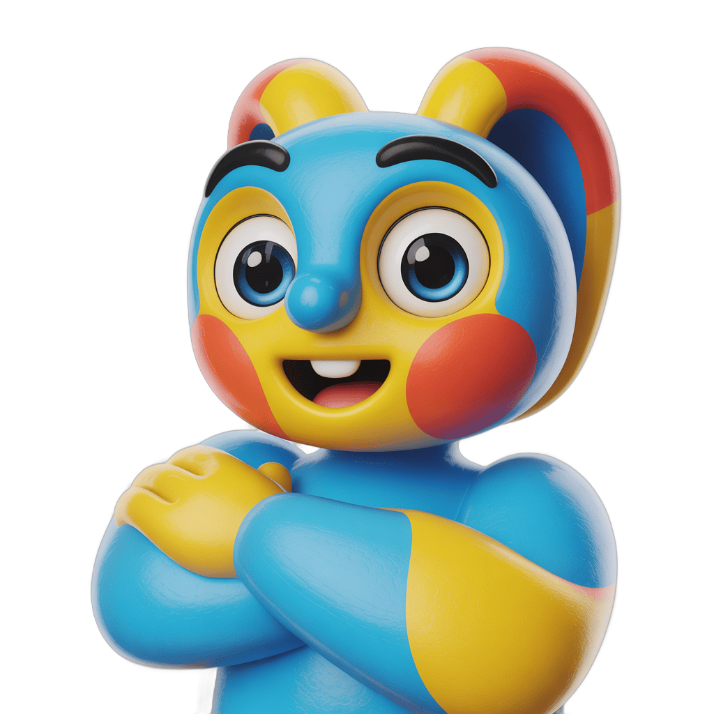 Happy cartoon bee character with arms crossed isolated transparent background clipart PNG - transparent background