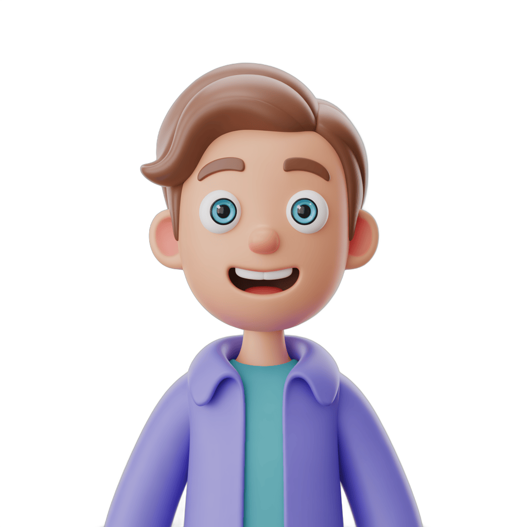 Happy cartoon boy character with light hair smiling for cheerful illustrations and presentations PNG - transparent background
