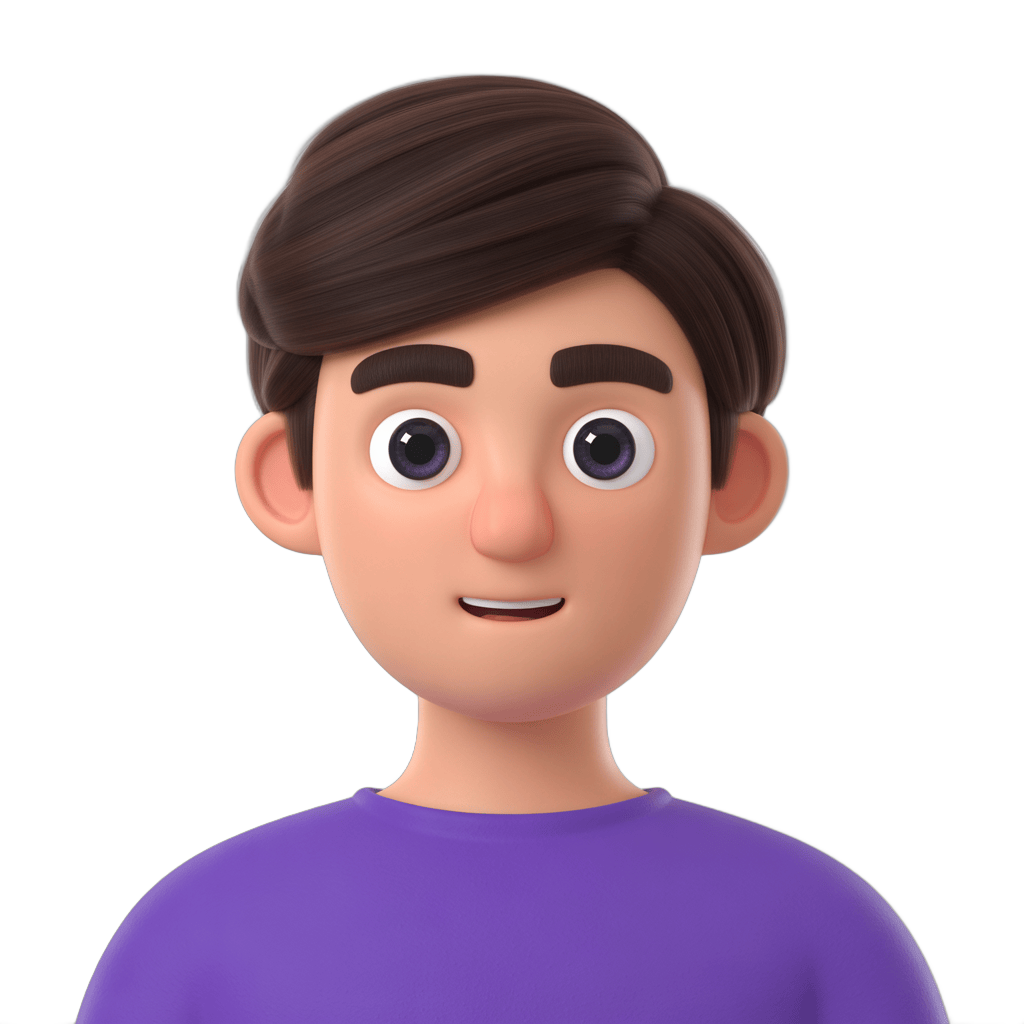 Happy cartoon boy character with short hair for digital illustrations and presentations PNG - transparent background