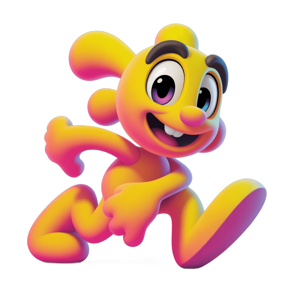 Happy cartoon bunny character running with arms outstretched for cheerful illustrations PNG - transparent background