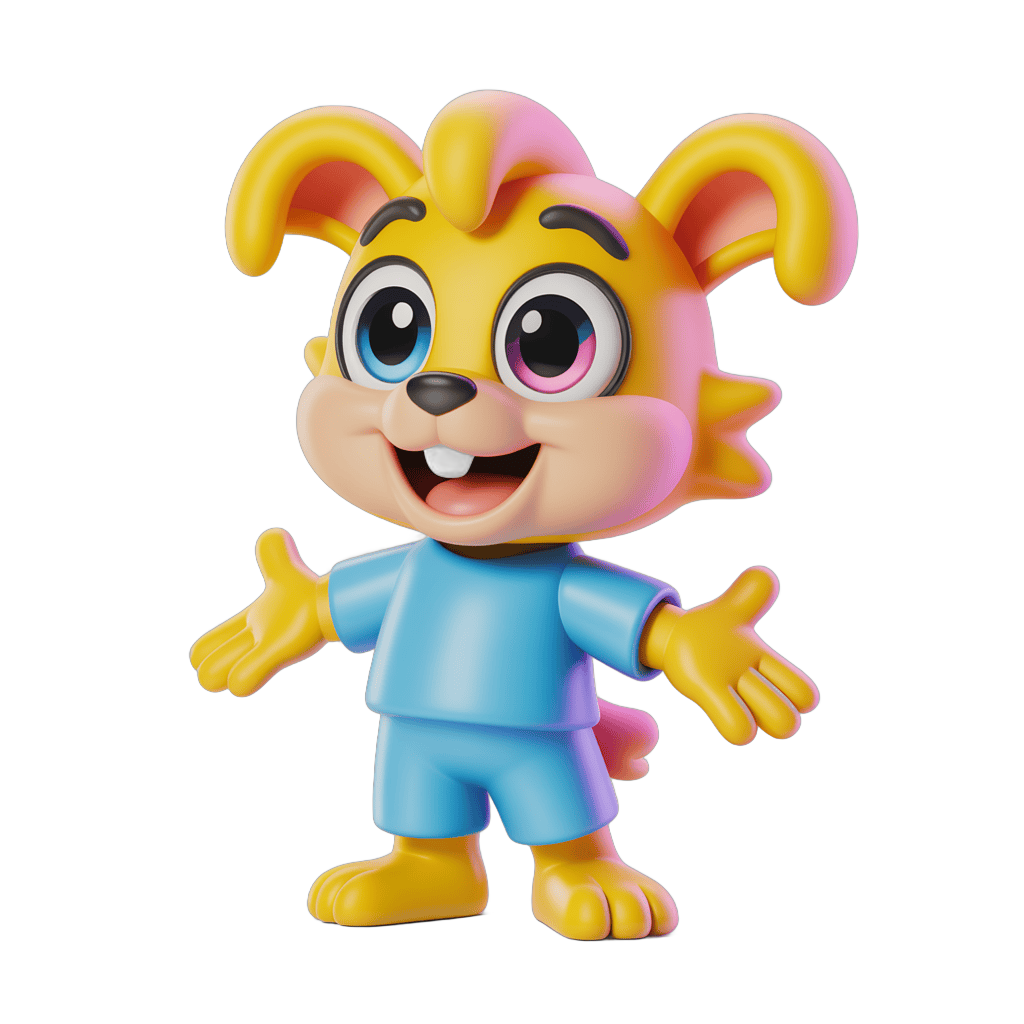 Happy cartoon bunny character with arms outstretched for cheerful greeting designs PNG - transparent background