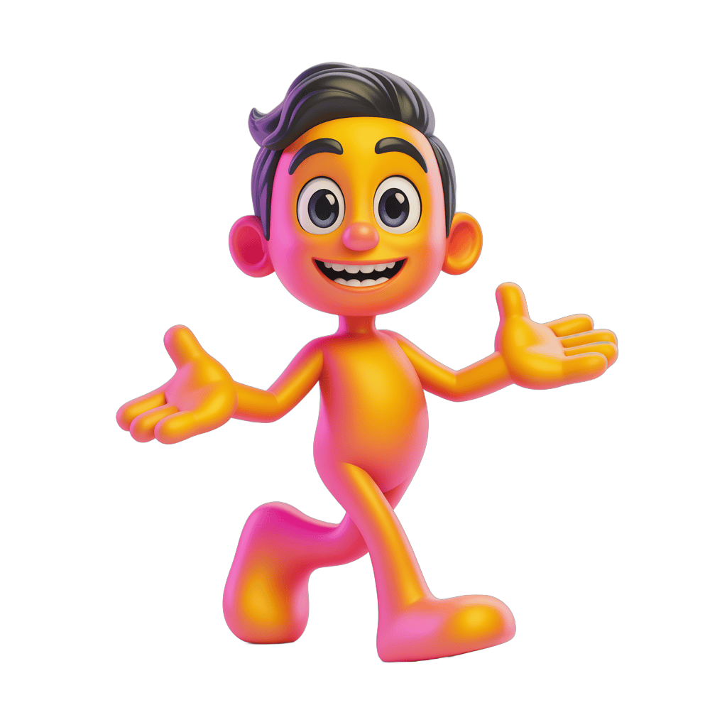 Happy cartoon character running with arms outstretched for cheerful animation projects PNG - transparent background