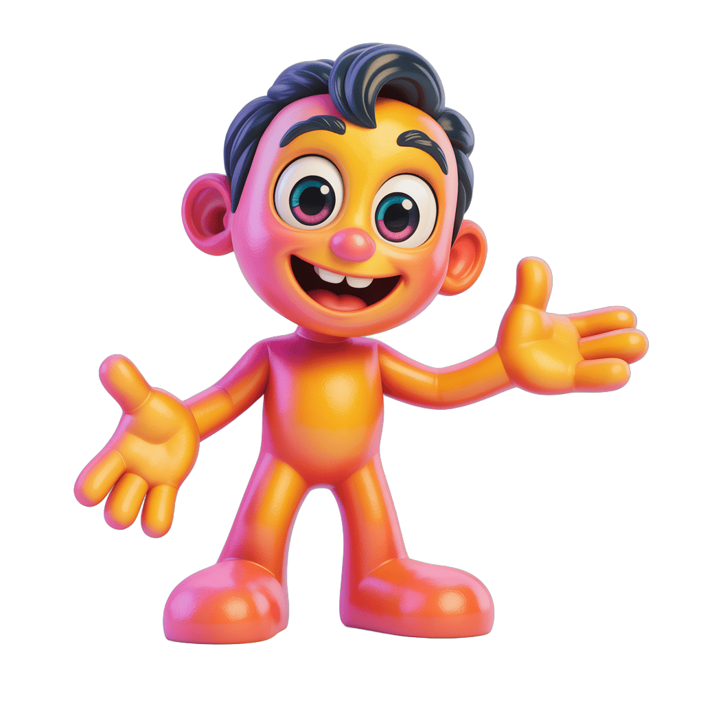 Happy cartoon character welcoming with arms outstretched isolated clipart PNG - transparent background