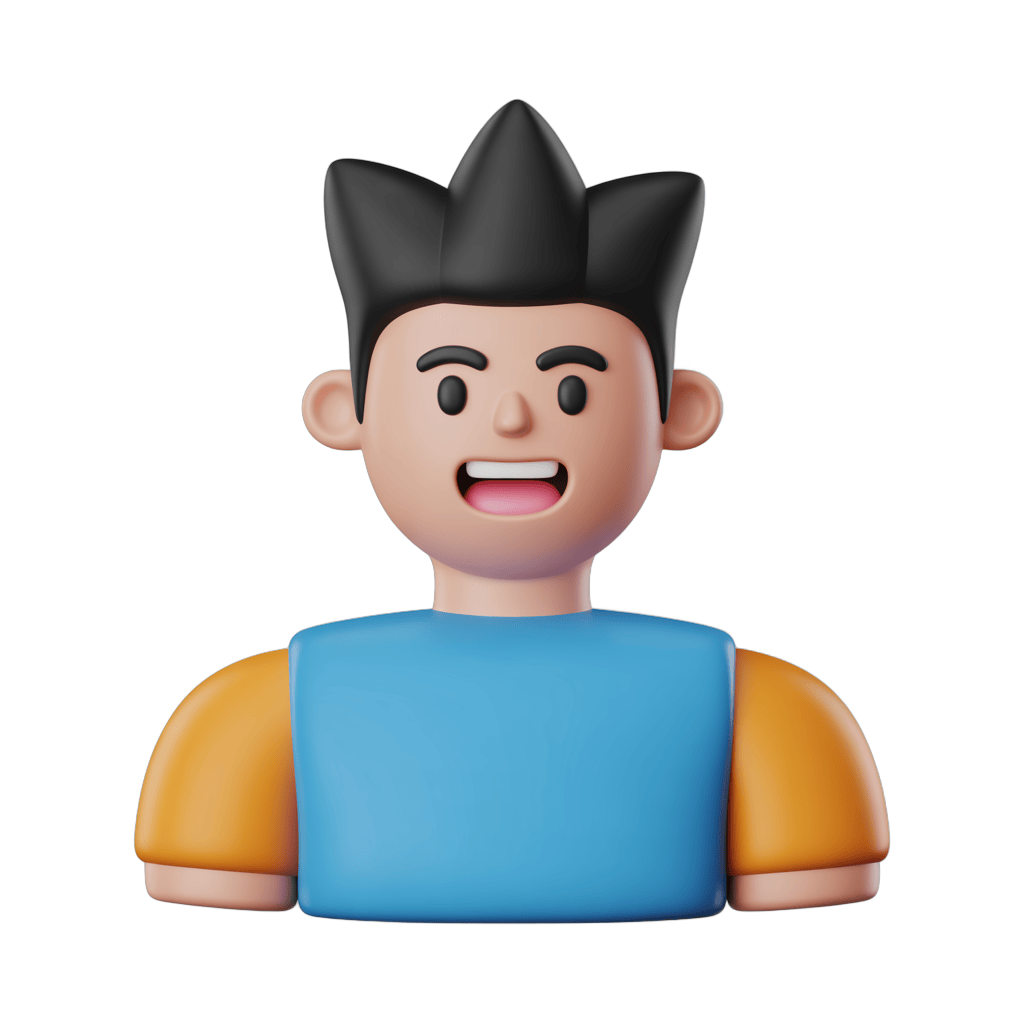 Happy cartoon character with crown celebrating victory or achievement in vibrant colors PNG - transparent background