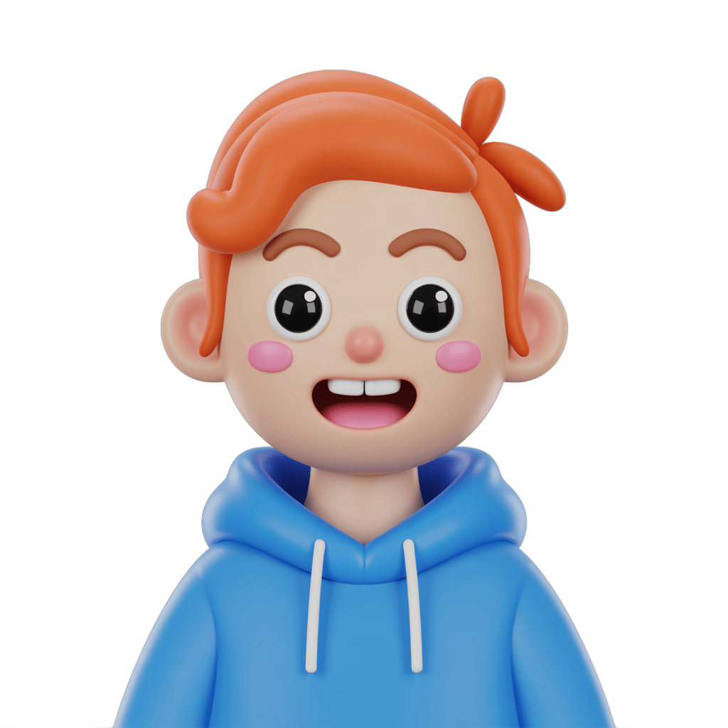 Happy cartoon child with orange hair in blue hoodie for cheerful illustrations and designs PNG - transparent background