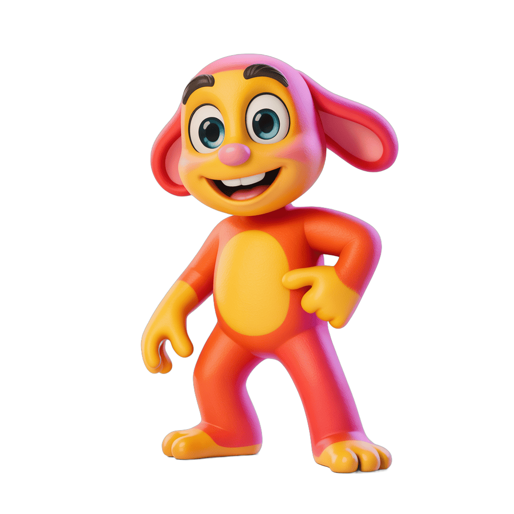 Happy cartoon dog character standing confidently for children illustrations and animations PNG - transparent background