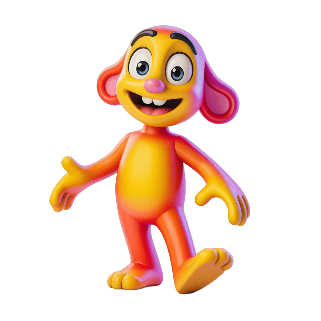 Happy cartoon dog character waving in cheerful 3d style for presentations and designs PNG - transparent background