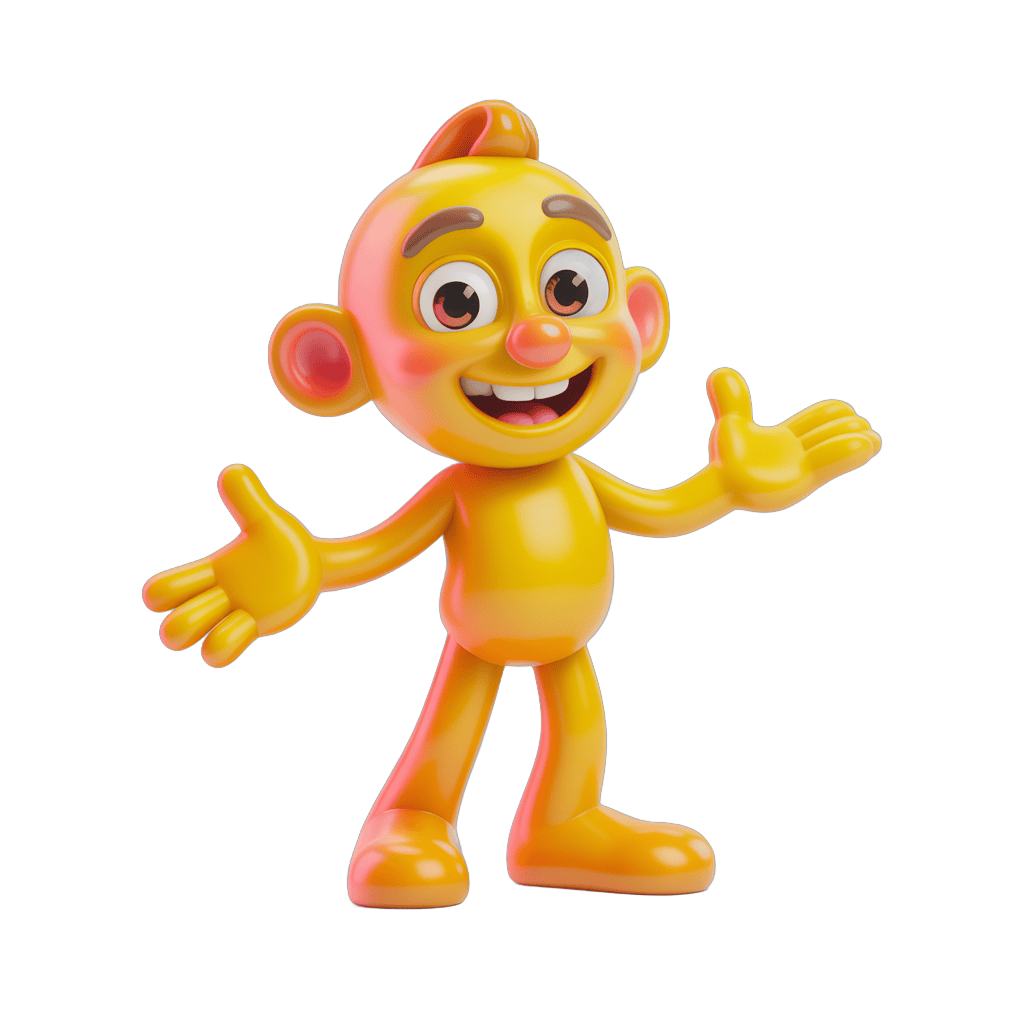Happy cartoon monkey character waving arms isolated transparent background PNG - transparent background
