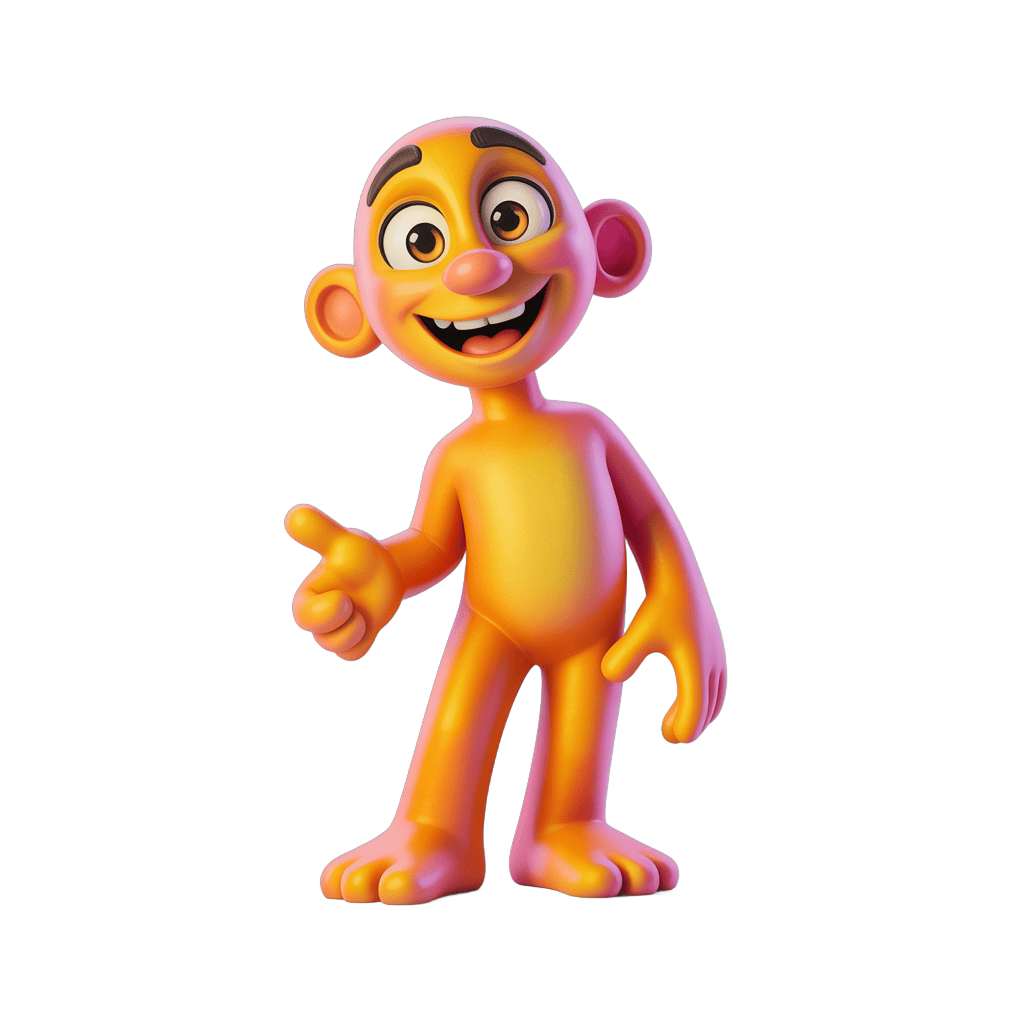 Happy cartoon monkey character waving hand isolated transparent background clipart PNG - transparent background