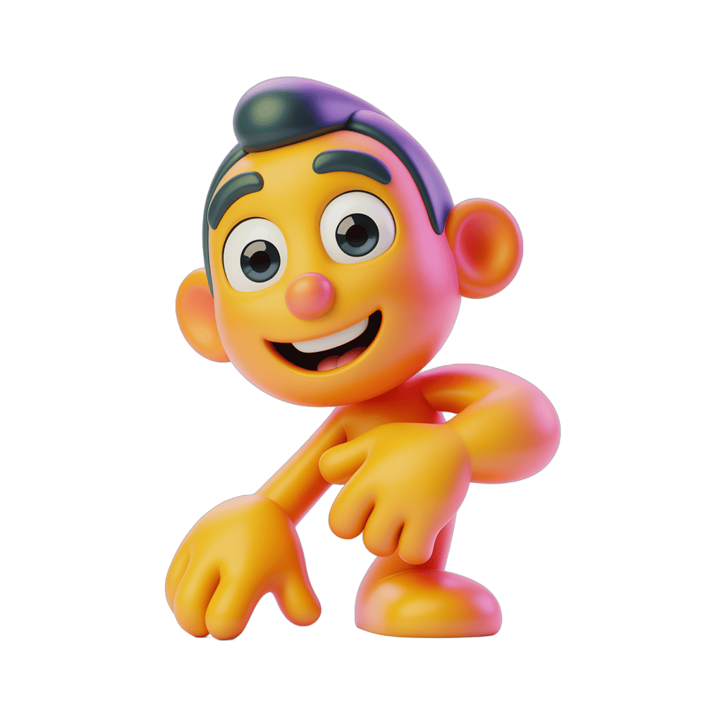 Happy cartoon monkey character waving isolated transparent background clipart PNG - transparent background