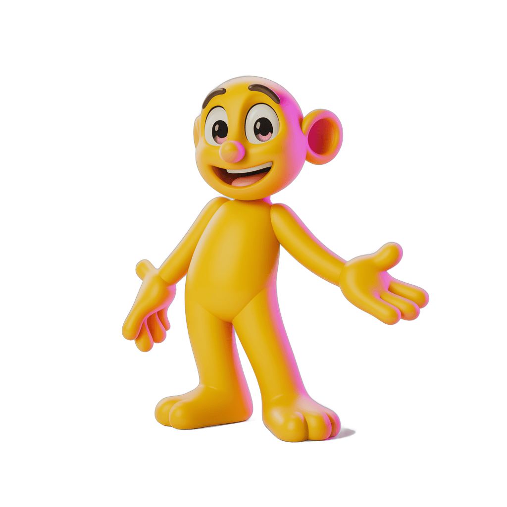 Happy cartoon monkey character waving isolated transparent background PNG - transparent background