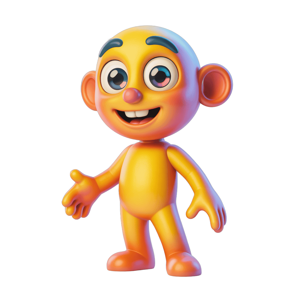 Happy cartoon monkey character waving isolated transparent background PNG - transparent background