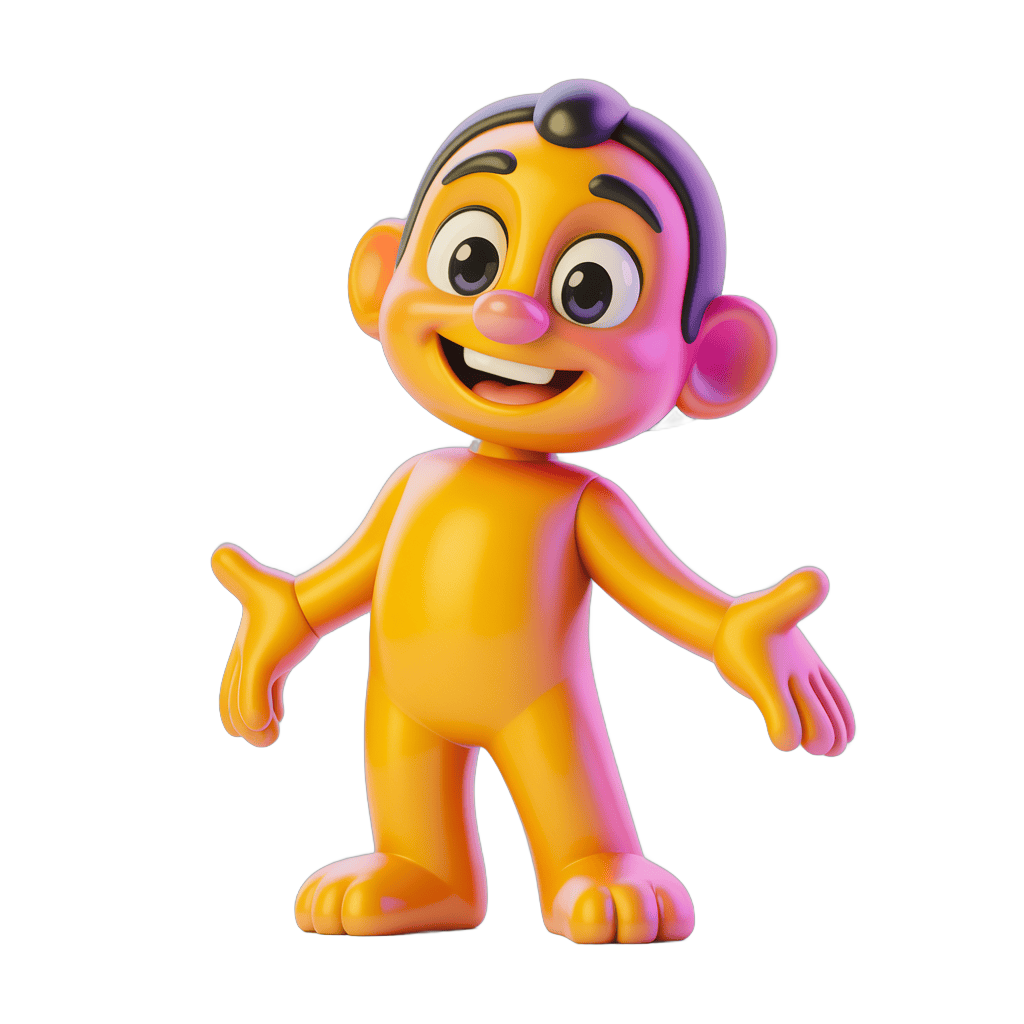 Happy cartoon monkey character with arms outstretched isolated clipart PNG - transparent background