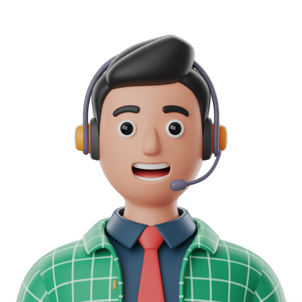 Happy customer service representative with headset and tie for business presentations and websites PNG - transparent background