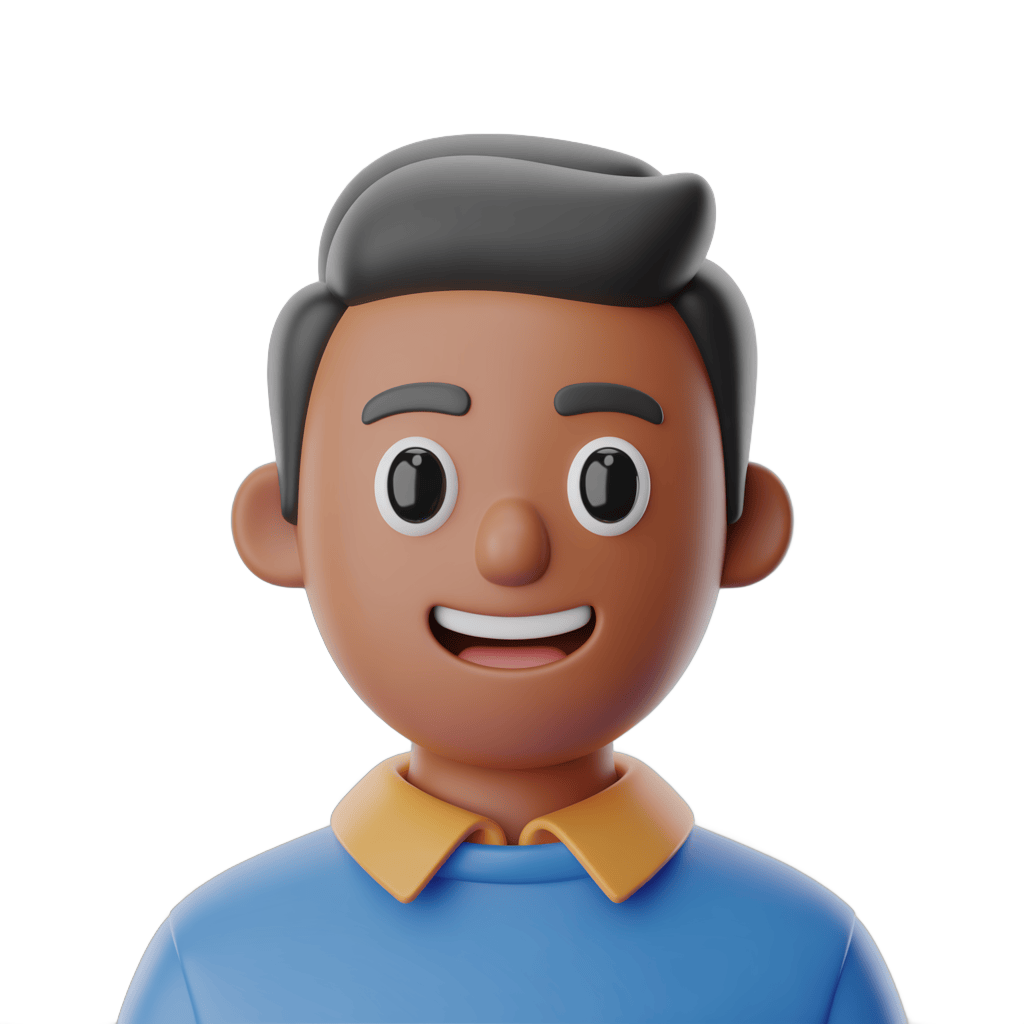 Happy smiling man cartoon character isolated transparent background clipart graphic PNG - transparent background