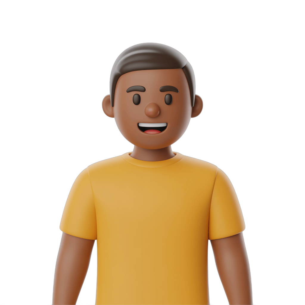 Happy smiling man in yellow t-shirt isolated transparent background clipart PNG - transparent background