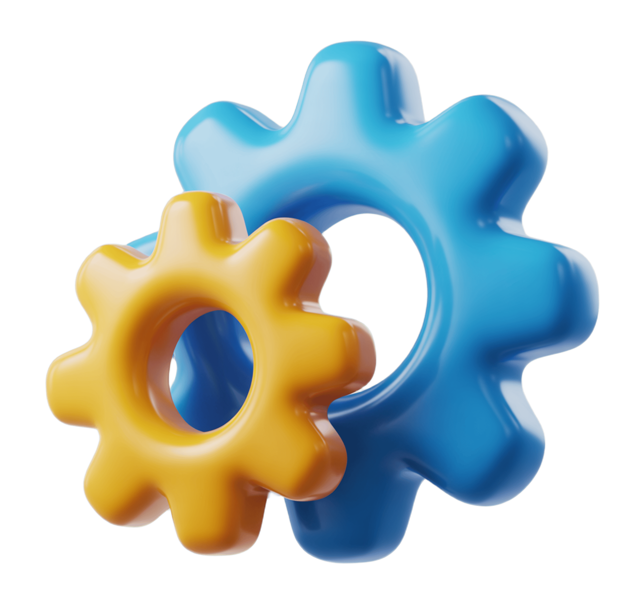 Interlocking colorful gears graphic element for business presentations and marketing designs PNG - transparent background