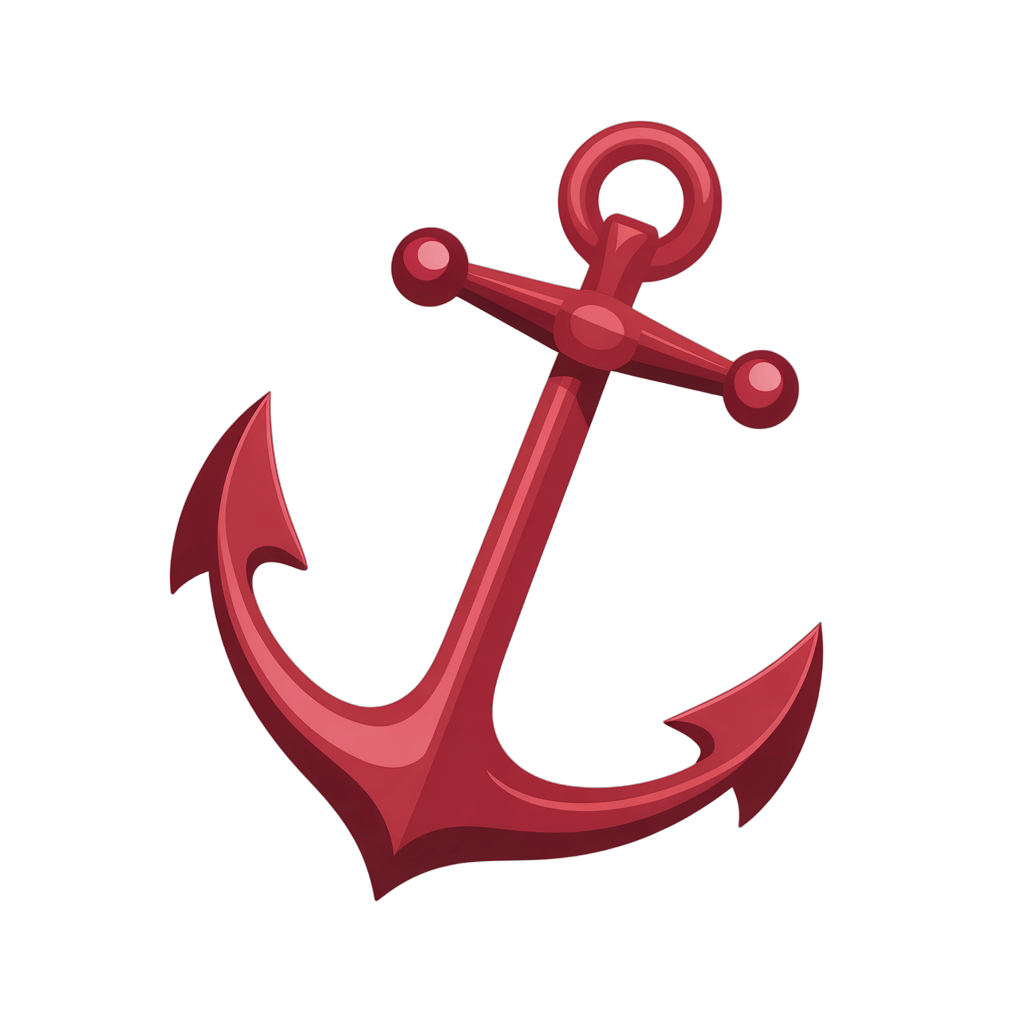 Isolated 3d cartoon anchor graphic element for nautical travel and maritime branding designs PNG - transparent background