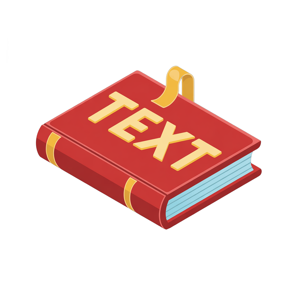 Isolated 3D clipart book with bold text label for editorial and graphic design projects PNG - transparent background
