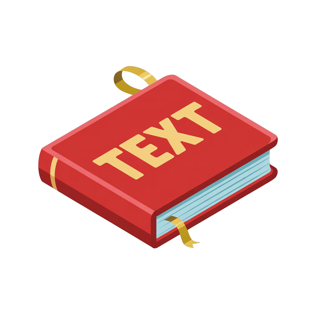 Isolated 3d clipart illustration of a red book with text label for graphic design projects PNG - transparent background