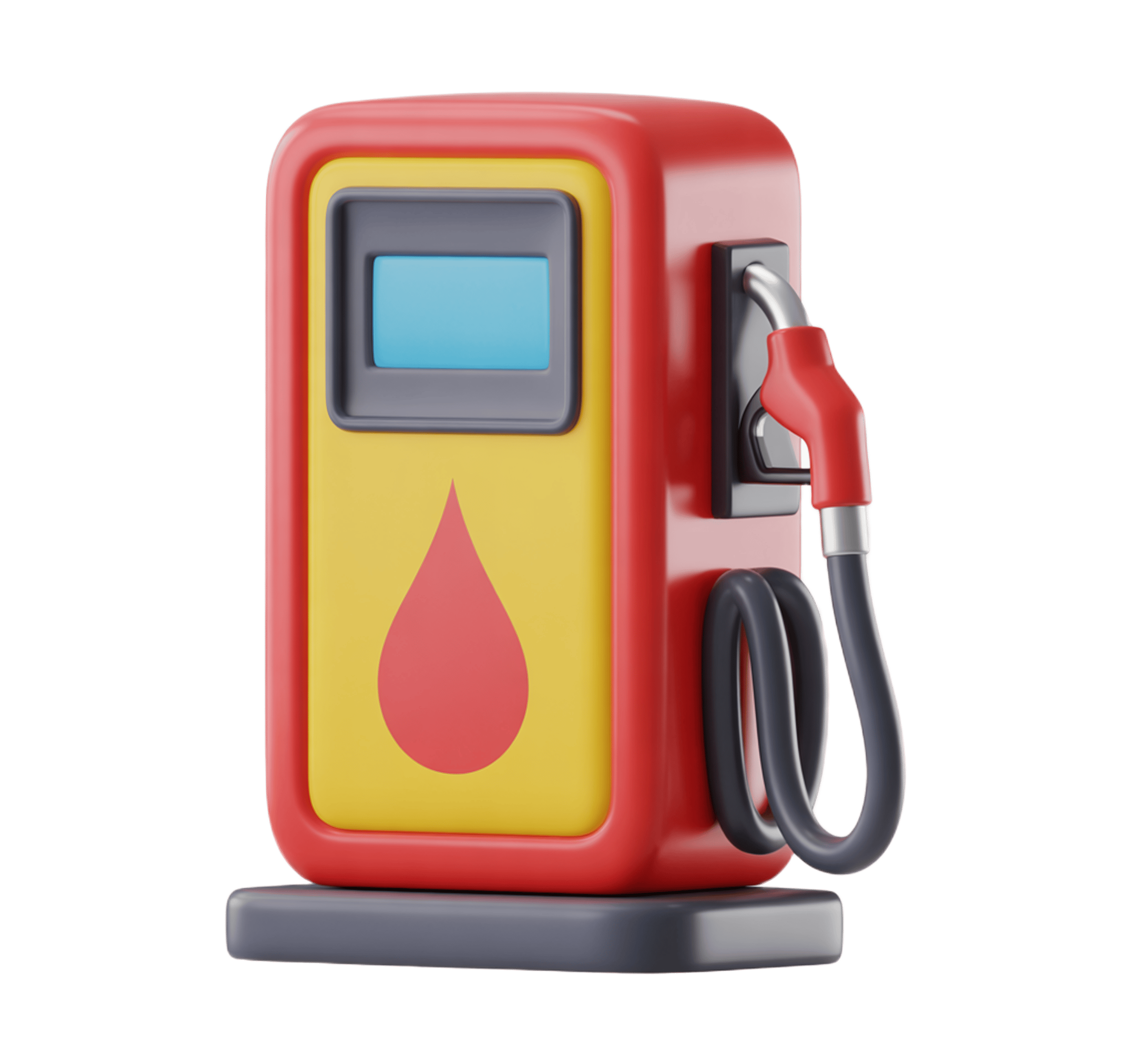 Isolated 3d gas pump icon with digital display for fuel station illustrations and presentations PNG - transparent background