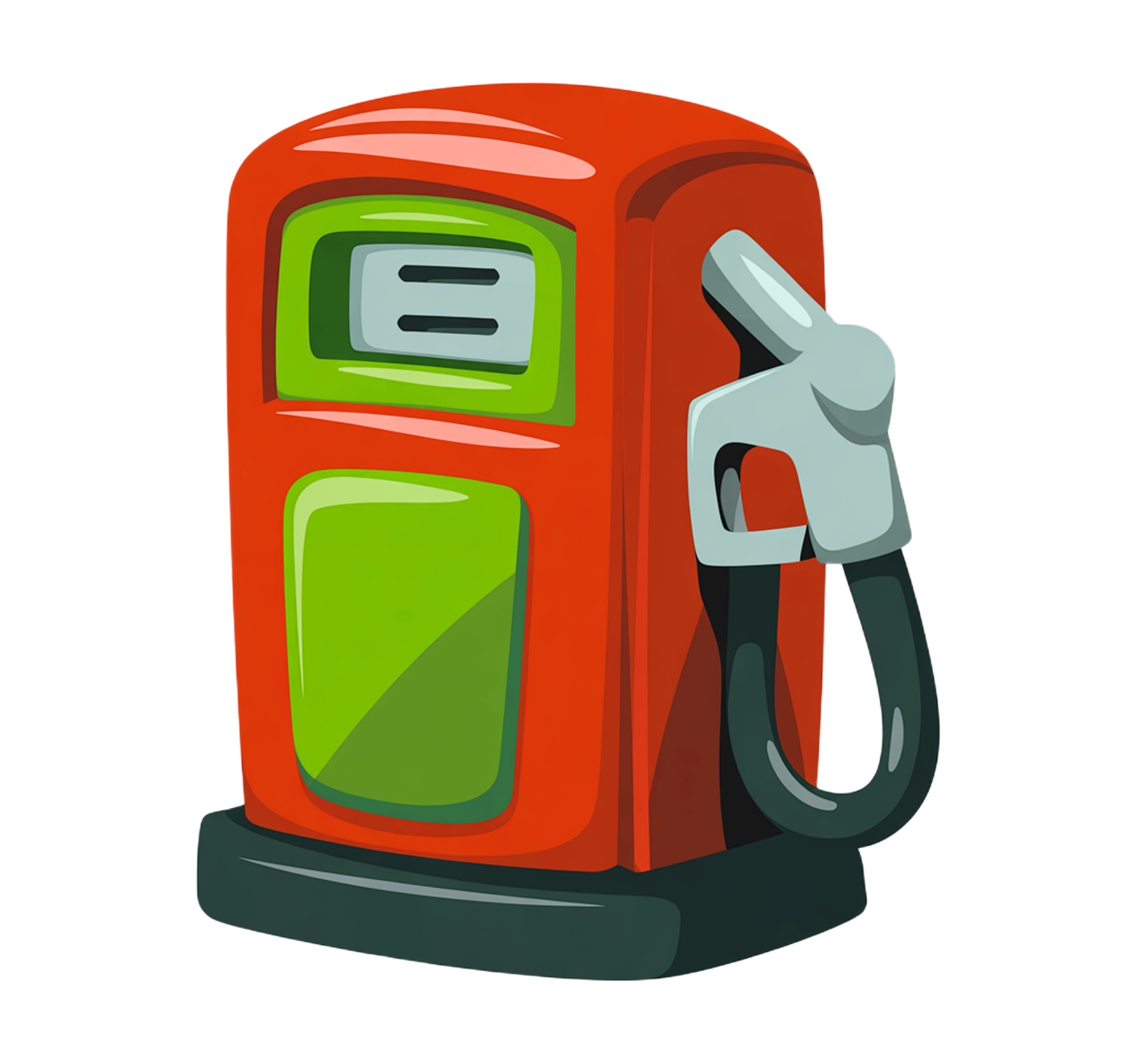 Isolated 3d gas pump icon with fuel nozzle for energy industry marketing and website graphics PNG - transparent background