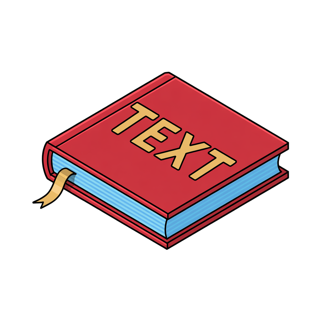 Isolated 3d isometric clipart book illustration with bold text label for editorial and graphic design projects PNG - transparent background