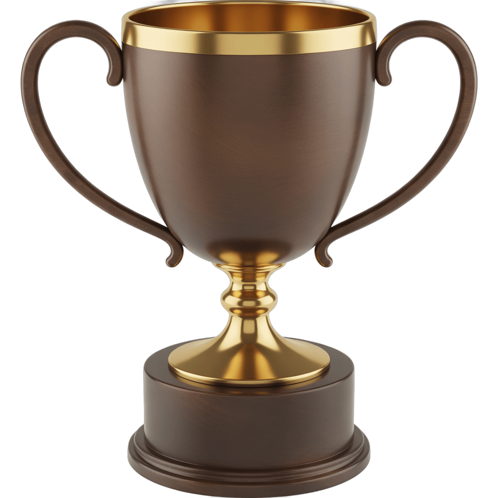 Isolated 3d trophy cup with gold accents for awards ceremony or competition winner graphic PNG - transparent background