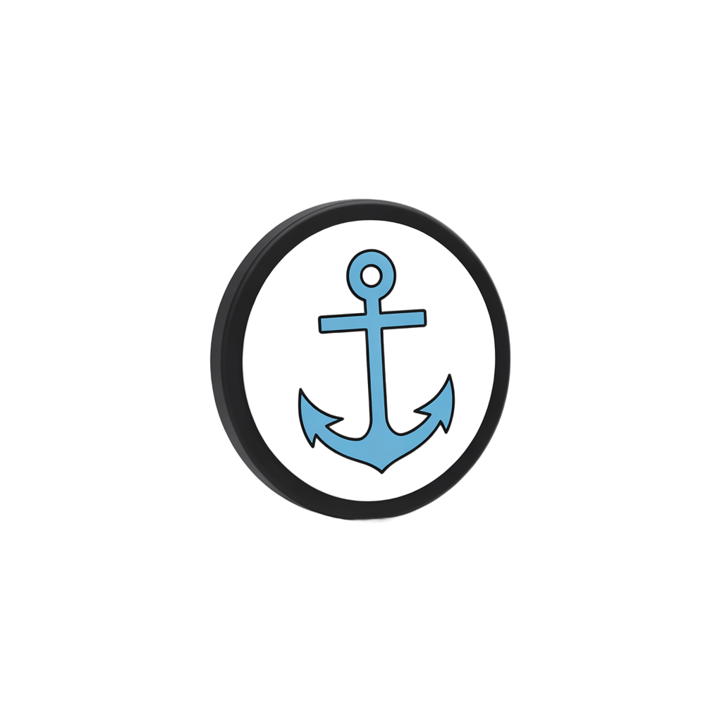 Isolated cartoon anchor graphic element for nautical maritime logo branding and design PNG - transparent background