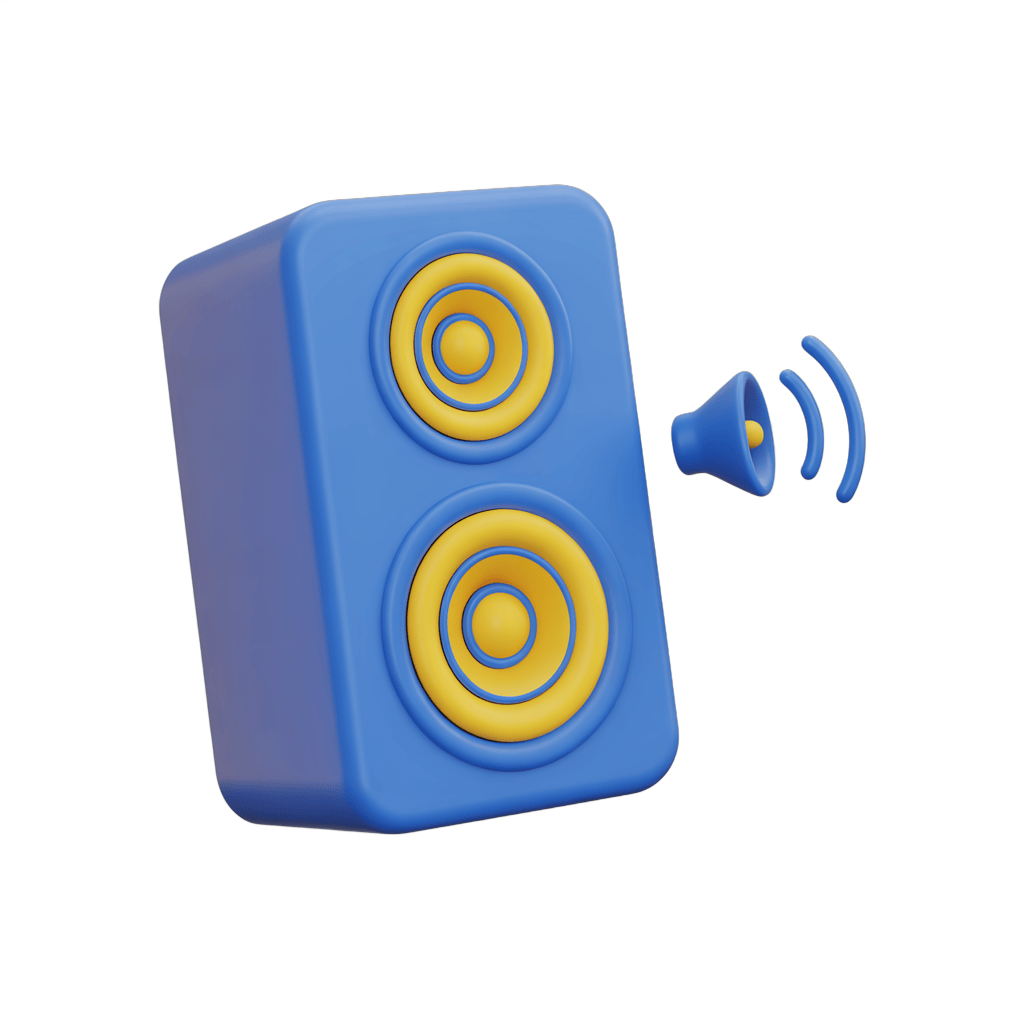 Isolated cartoon speaker icon with sound waves for presentations and apps PNG - transparent background