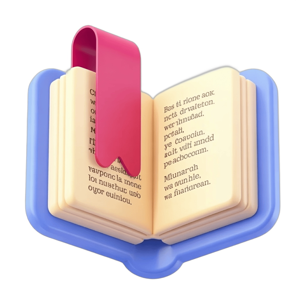 Isolated clipart of an open hardcover book with a red bookmark in a blue protective cover for educational and digital design projects PNG - transparent background