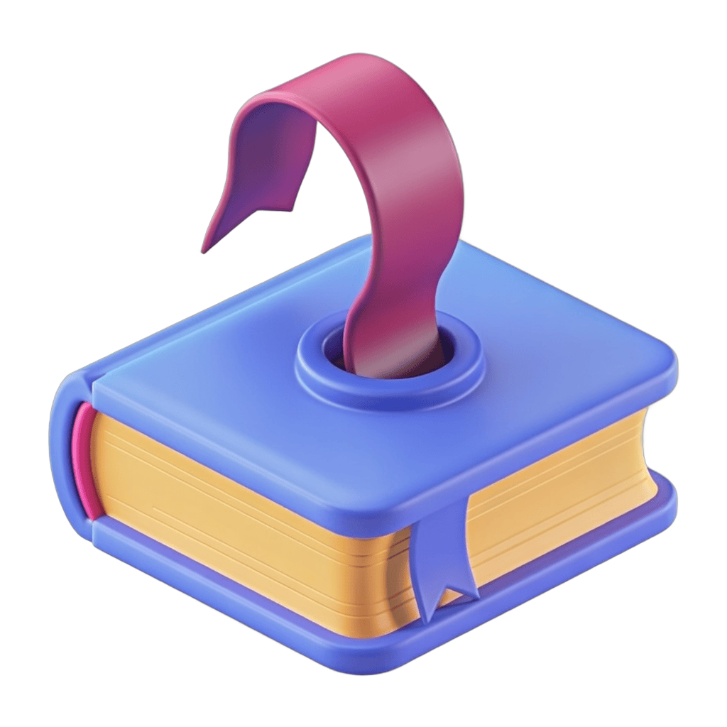 Isolated clipart of closed book with colorful ribbon bookmark for educational and office presentations PNG - transparent background