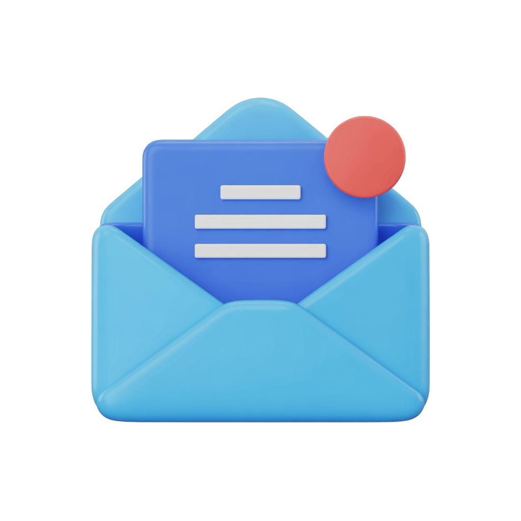 Isolated email envelope icon with notification badge for digital marketing PNG - transparent background