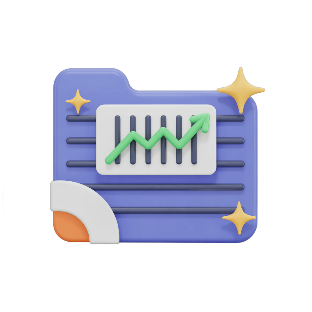Isolated folder icon with upward growth chart graphic for business presentations and reports PNG - transparent background