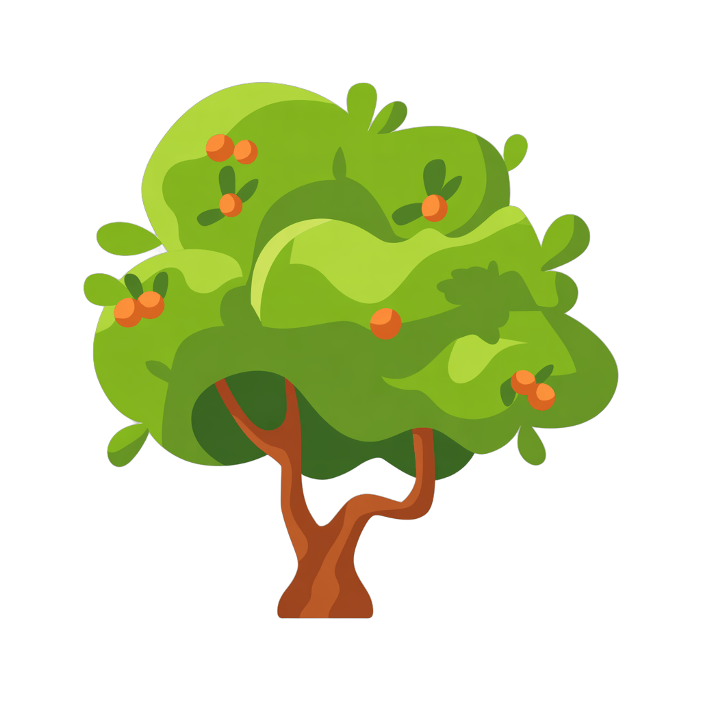 Isolated green apple tree with ripe fruit for seasonal marketing and educational materials PNG - transparent background