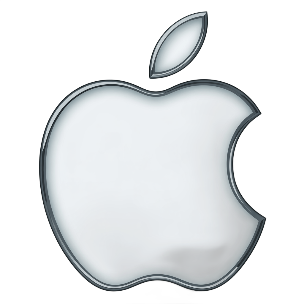 Isolated metallic apple logo graphic element for branding and corporate design projects PNG - transparent background