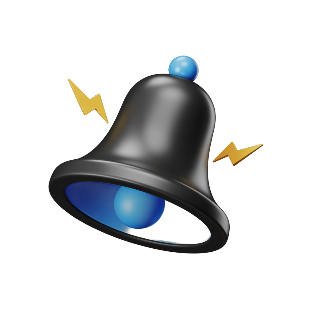 Isolated notification bell icon with lightning bolts for alerts and alerts systems PNG - transparent background