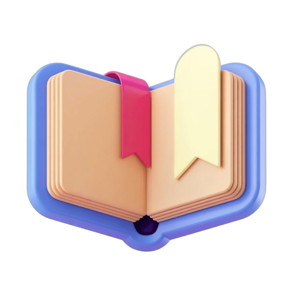 Isolated open book clipart with bookmark and ribbon for educational and digital design projects PNG - transparent background