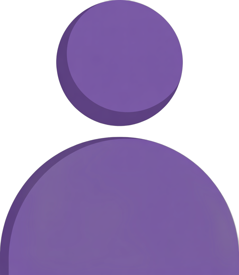 Isolated purple silhouette person avatar graphic for user profile icons and app interfaces PNG - transparent background