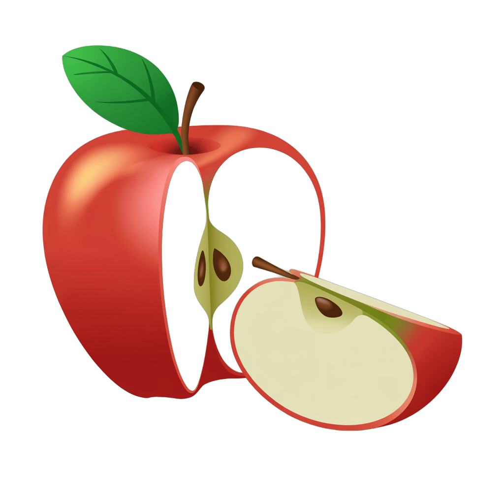 Isolated red apple with bite taken out for food graphics and healthy lifestyle designs PNG - transparent background