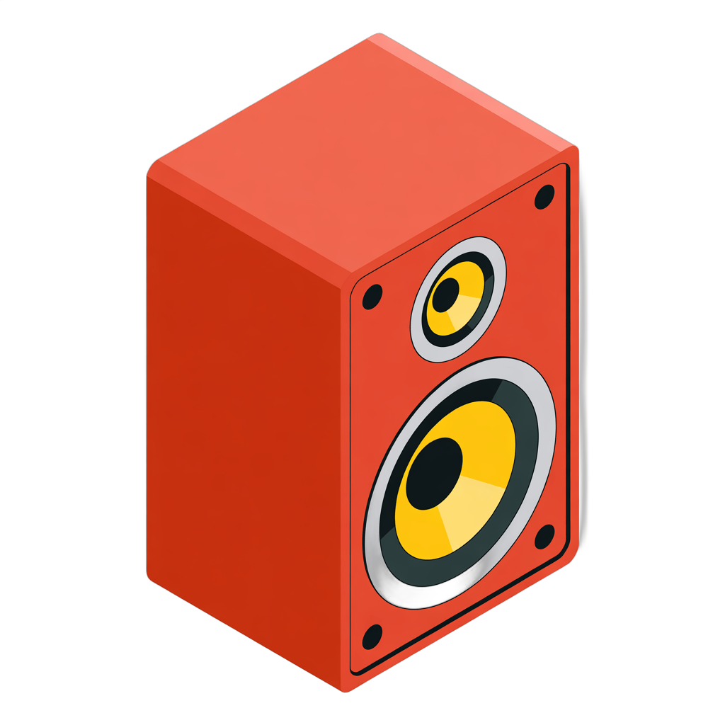 Isolated red speaker clipart for presentations and multimedia projects PNG - transparent background