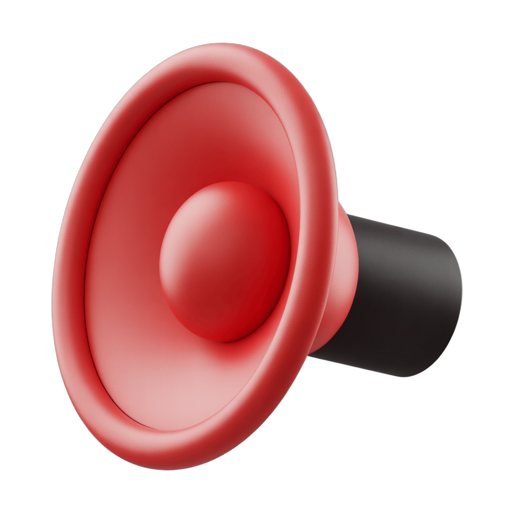 Isolated red speaker icon graphic element for presentations and apps PNG - transparent background