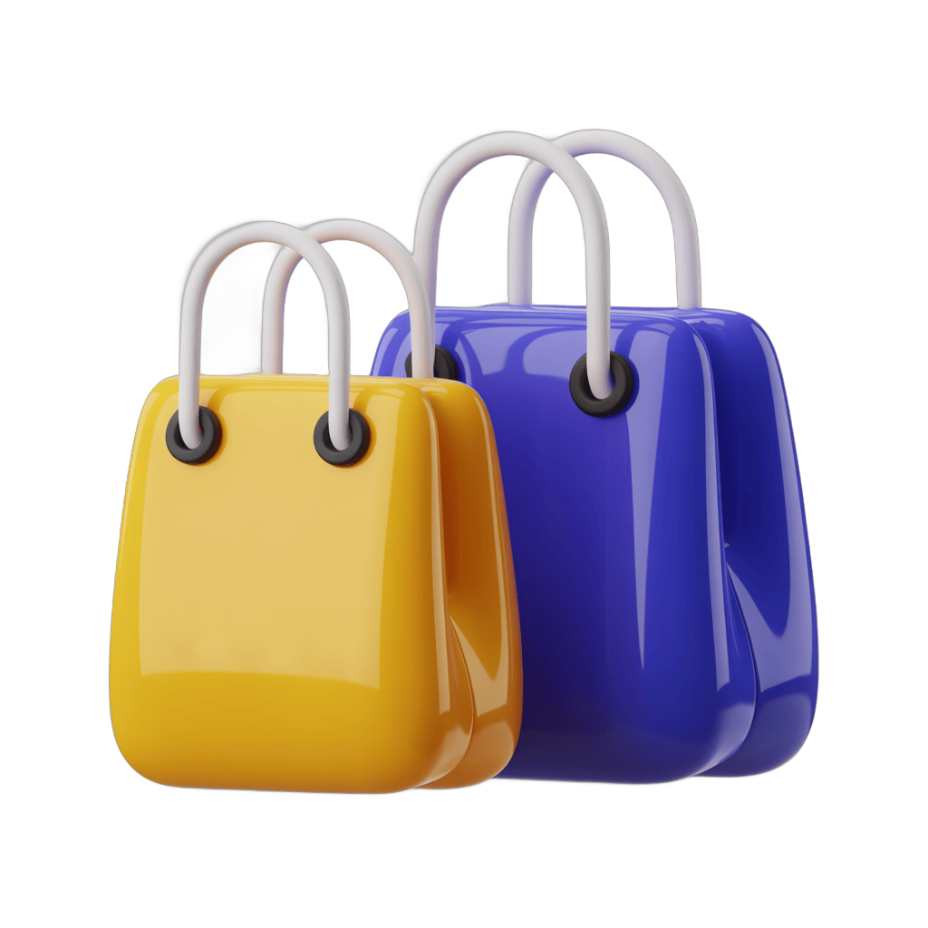 Isolated shopping bag clipart graphic for online store ecommerce website design and marketing PNG - transparent background