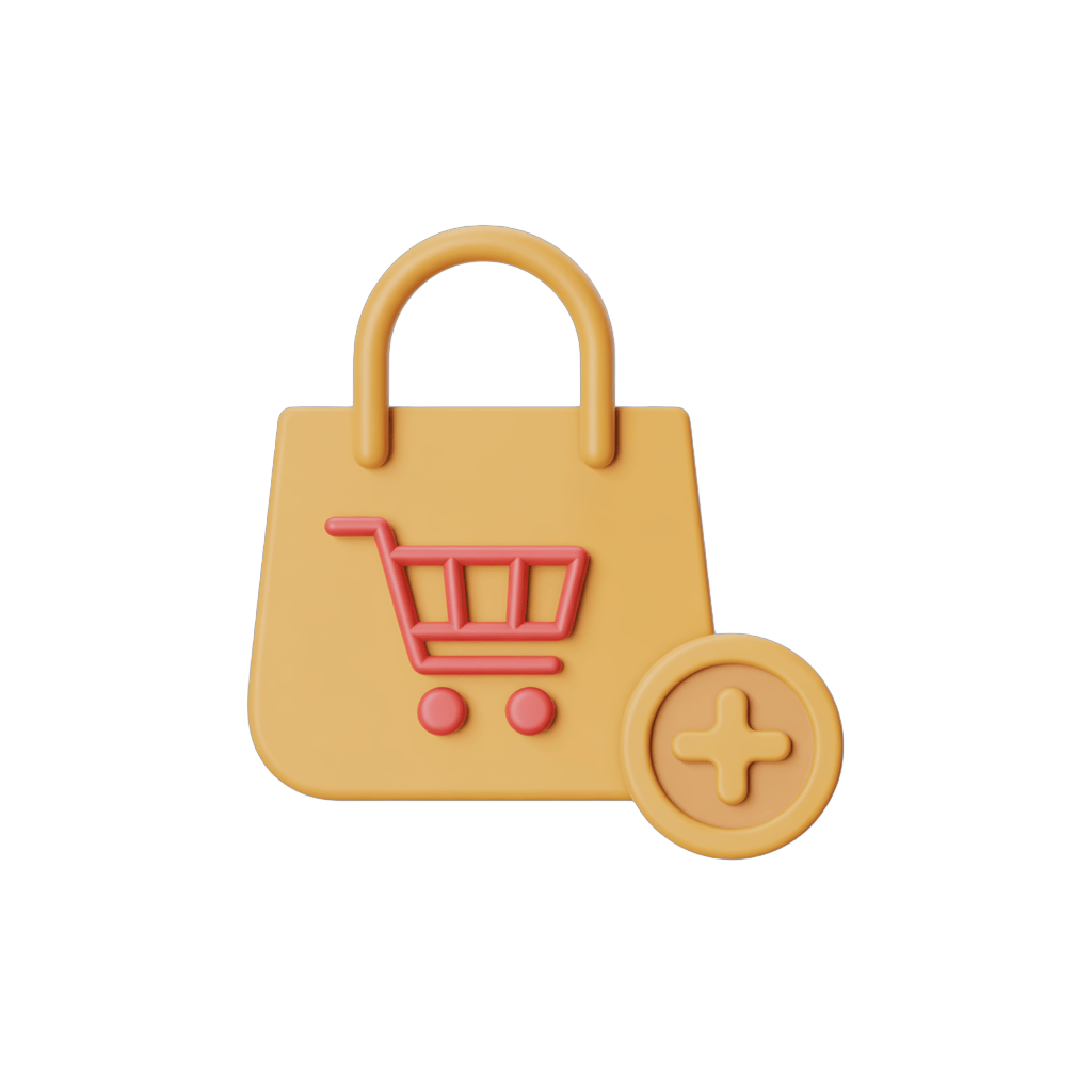 Isolated shopping bag clipart with cart icon for ecommerce website design and online store graphics PNG - transparent background