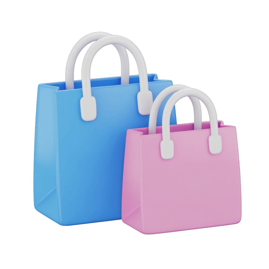 Isolated shopping bags clipart for ecommerce website design and marketing materials PNG - transparent background