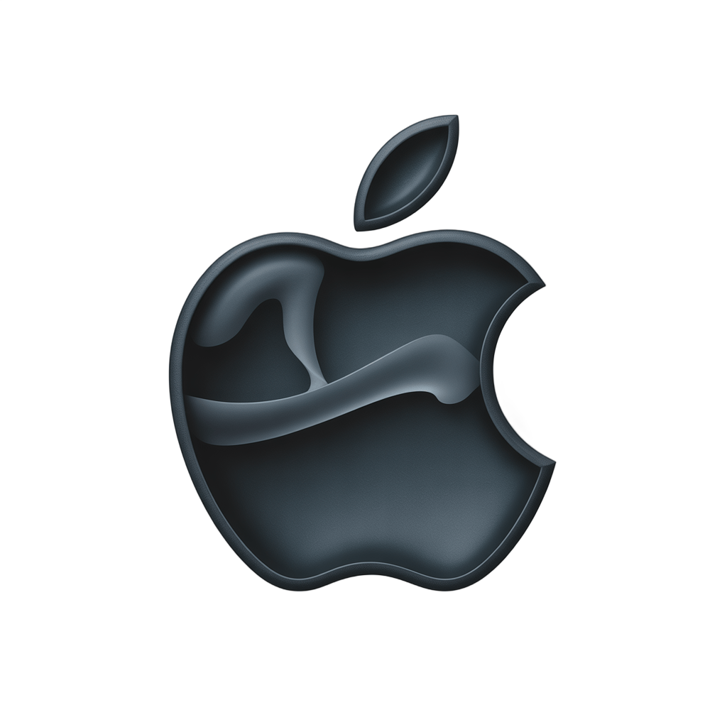 Isolated sleek black apple logo graphic element for branding and corporate presentations PNG - transparent background